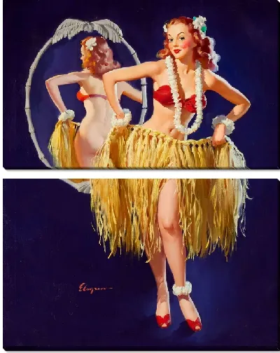 Модульная картина Девушка у зеркала №3