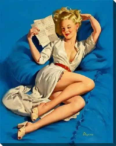 Картина маслом Девушка на синих простынях