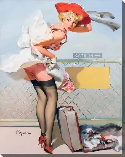 Картина маслом Девушка с чемоданом №2