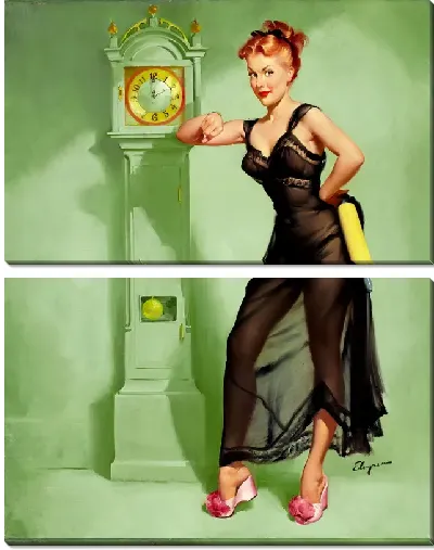 Модульная картина Девушка у часов