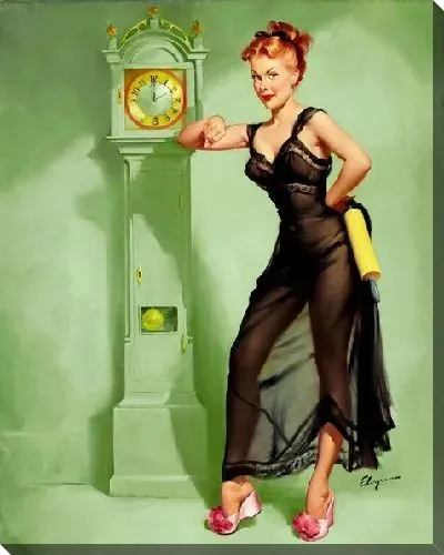 Картина маслом Девушка у часов