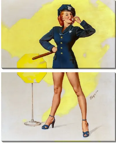 Модульная картина Девушка в образе полицейского