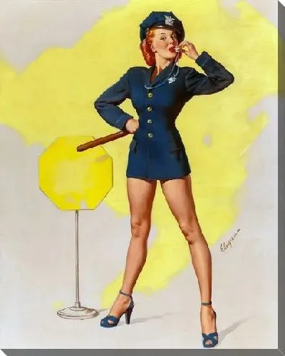 Картина маслом Девушка в образе полицейского