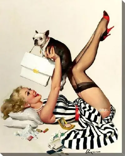 Картина маслом Девушка с собакой №2