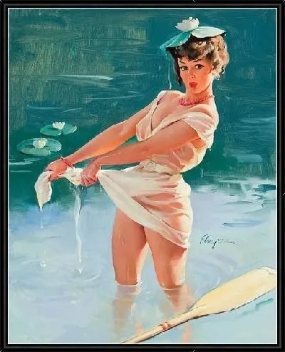 Картина Девушка в озере с кувшинкой на голове