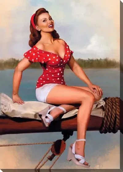 Картина маслом Девушка на бревне