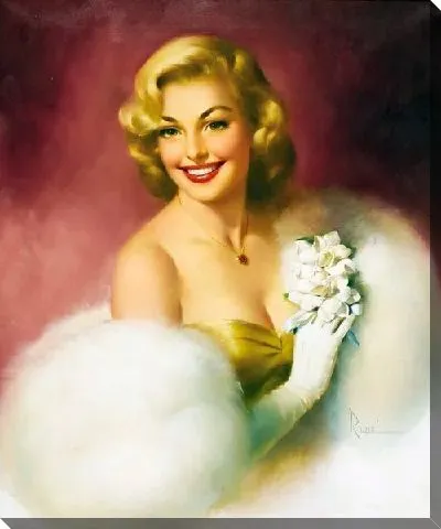 Картина маслом Девушка в белых мехах