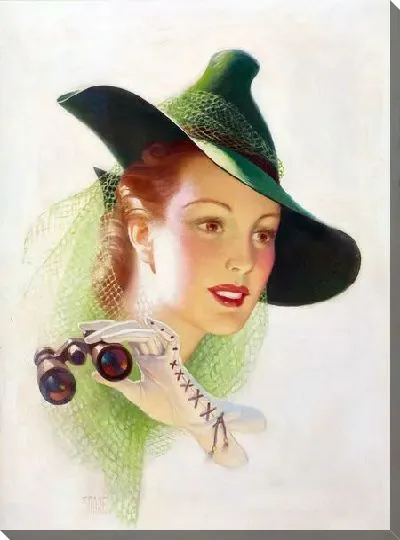 Картина маслом Девушка с биноклем