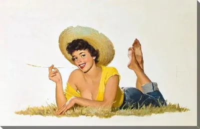 Картина маслом Девушка в соломенной шляпе