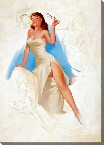 Картина маслом Девушка с очками в руке