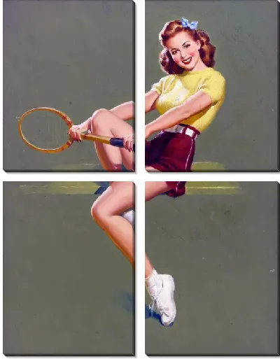 Модульная картина Девушка с тенисной ракеткой