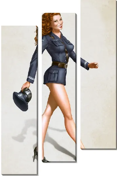 Модульная картина Девушка в костюме полицейского