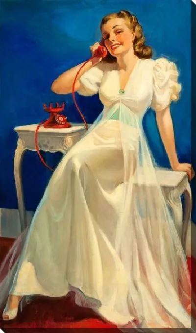 Картина маслом Девушка у телефона