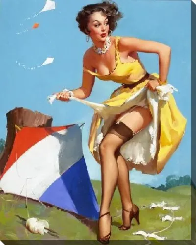 Картина маслом Девушка с воздушным змеем