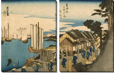 Картина Отправление даймё (1830) (Shinagawa: Departure of a Daimyō)