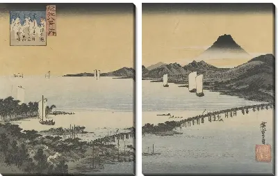 Картина Вечерний накал (1834-1845) (Eight Views of Omi: Evening Glow at Seta)
