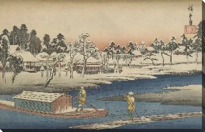 Картина Снегопад в Масаки (1830) (Famous Views of the Eastern Capital: Clearing Snowfall at Masaki)