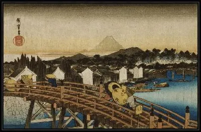 Картина Внезапный душ на Нихонбаси (1832) (Sudden Shower on Nihonbashi) 