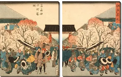 Картина Цветения вишни (1848-1849) (Cherry Blossom Time in Nakanochō of the Yoshiwara)
