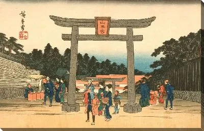 Картина Верховая езда (1832-1838) (The Nagata Horse Riding Grounds at Sannō Shrine)