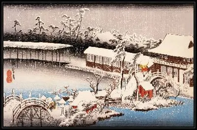 Святилище в снегу (1834-1835) (View of Kameido Tenmangū Shrine at Kameido in Snow)