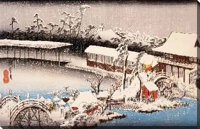 Святилище в снегу (1834-1835) (View of Kameido Tenmangū Shrine at Kameido in Snow)