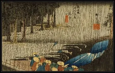 Картина Весенний дождь (1833-1834) (Spring Rain at Tsuchiyama)