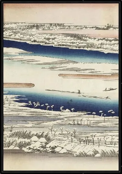 Картина Река Сумида в снегу (1832-1834) (The Sumida River in Snow)
