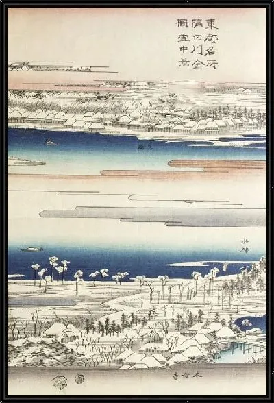 Картина Река Сумида в снегу (1832-1834) (The Sumida River in Snow)