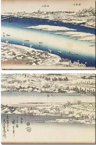 Картина Река Сумида в снегу (1832-1834) (The Sumida River in Snow)