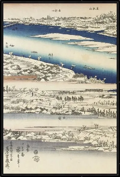 Картина Река Сумида в снегу (1832-1834) (The Sumida River in Snow)