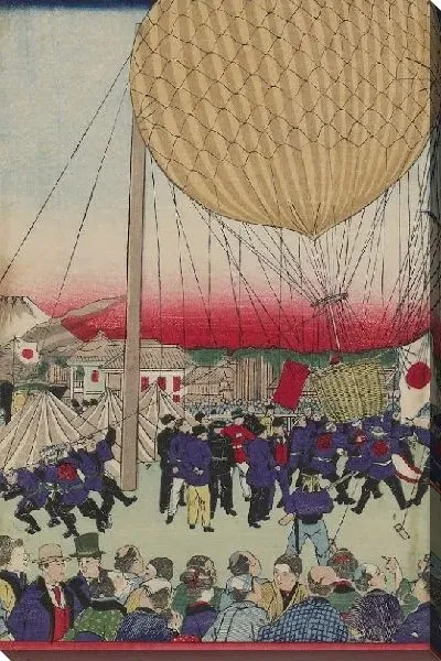 Картина Пробный запуск воздушного шара (1877) (Trial Balloon Launch at the Naval Academy Training Ground at Tsukiji)