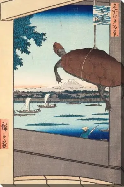 Картина Вид на мост (1857) (Mannen Bridge, Fukagawa, from the series "One Hundred Famous Views of Edo")