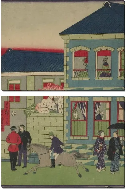 Картина Перевозки (1876) (Picture of the Steam Train from the Foreign Establishments of Yokohama)