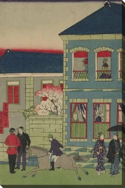 Картина Перевозки (1876) (Picture of the Steam Train from the Foreign Establishments of Yokohama)