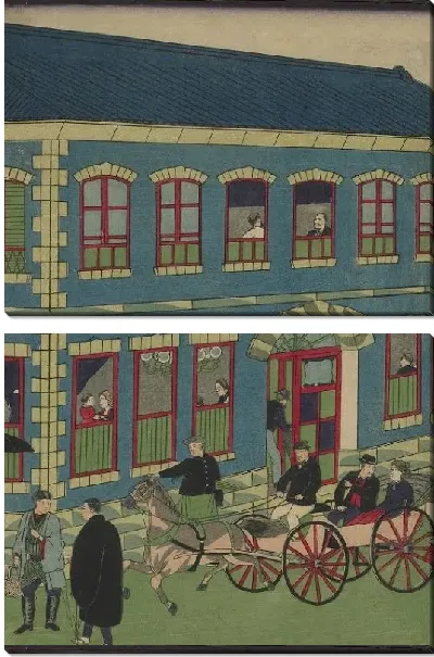 Картина Перевозки (1876) (Picture of the Steam Train from the Foreign Establishments of Yokohama)