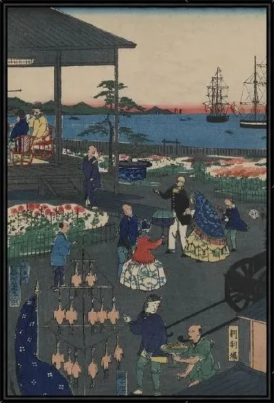 Картина Строительство в Йокогаме (1861) (Picture of a Foreign Building in Yokohama)