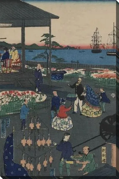 Картина Строительство в Йокогаме (1861) (Picture of a Foreign Building in Yokohama)