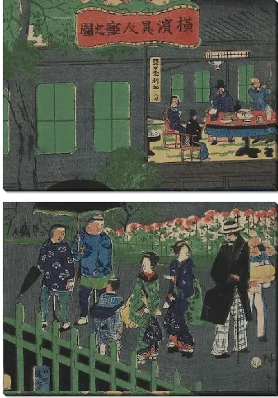 Картина Строительство в Йокогаме (1861) (Picture of a Foreign Building in Yokohama)