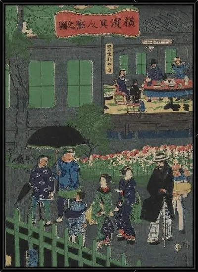 Картина Строительство в Йокогаме (1861) (Picture of a Foreign Building in Yokohama)