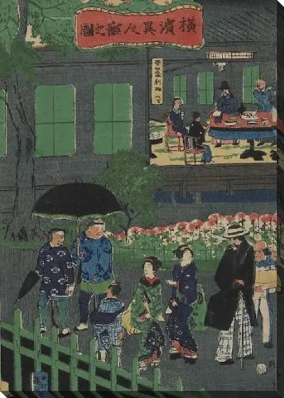 Картина Строительство в Йокогаме (1861) (Picture of a Foreign Building in Yokohama)