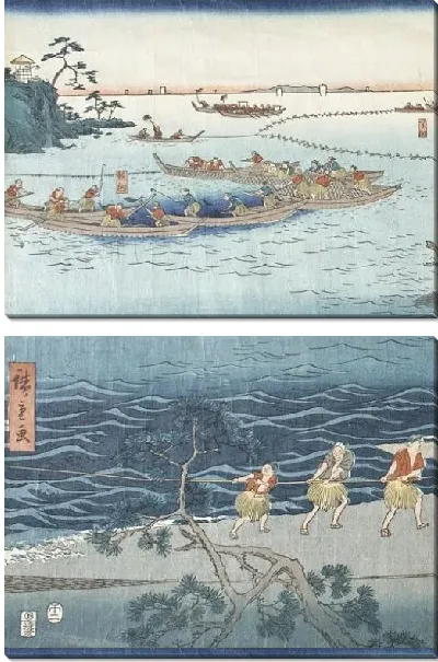 Картина Рыбалка в заливе (Great Scene of Fishing in the Bay)