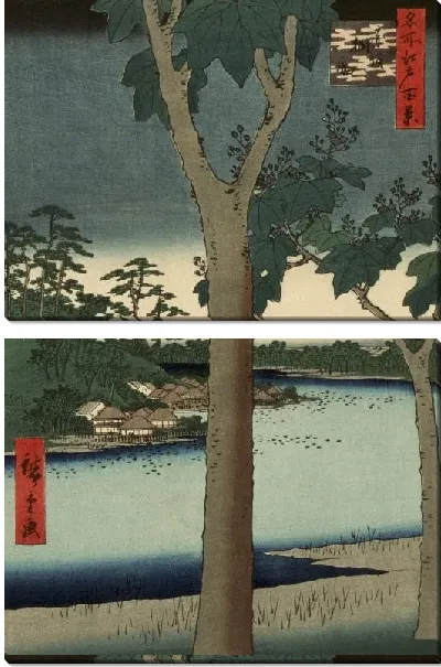 Картина Павлония (1856) (Paulownia Plantation at Akasaka)
