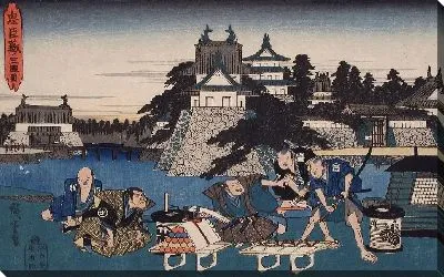 Картина Баннаи (1835-1839) (Act III: Bannai, Retainer of Moronao, with List of Presents to Appease Moronao, Watched by Honzō at Left)