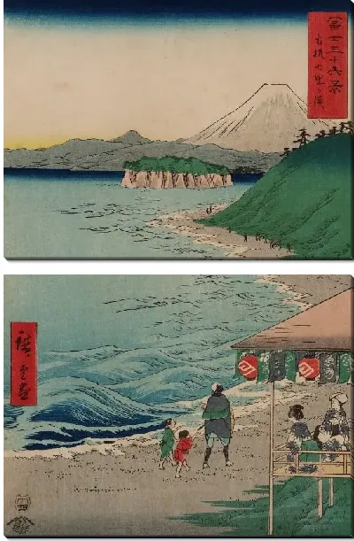 Картина Вид на горы (1858) (Shichirigahama from Thirty-six views of Mt. Fuji)