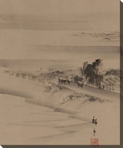 Картина Река, город и туман (Landscape: river, town and mist)