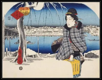 Картина Луна после падения снега (1840) (Moon after Snow at Ryōgoku)