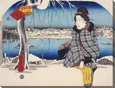 Картина Луна после падения снега (1840) (Moon after Snow at Ryōgoku)