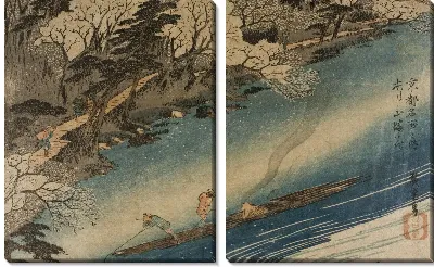 Картина Цветение вишни (1830) (Cherry-blossom Viewing at Arashiyama)