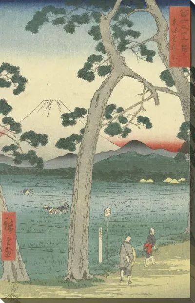 Картина Гора (1858) (Fuji at left from the Tokaido)